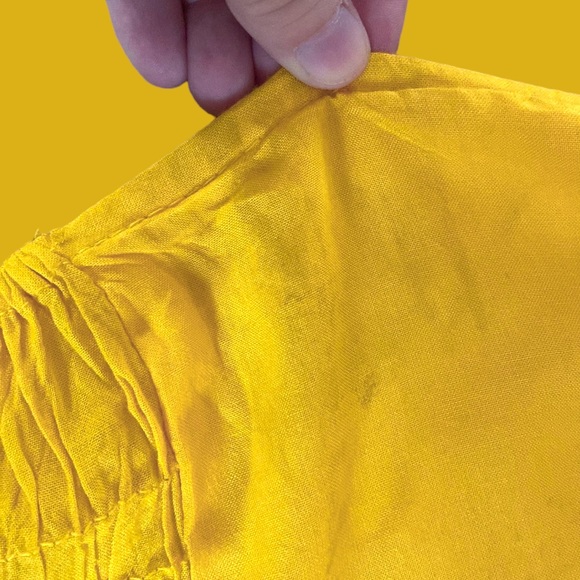 VENICE BLUE Bright Yellow Strapless Halter Dress with Floral & Embroidery, OS. - Picture 14 of 16